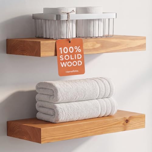 Homeforia 16 Inch Floating Shelves, High-End Solid Pine Wood, Set of 3 by Homeforia