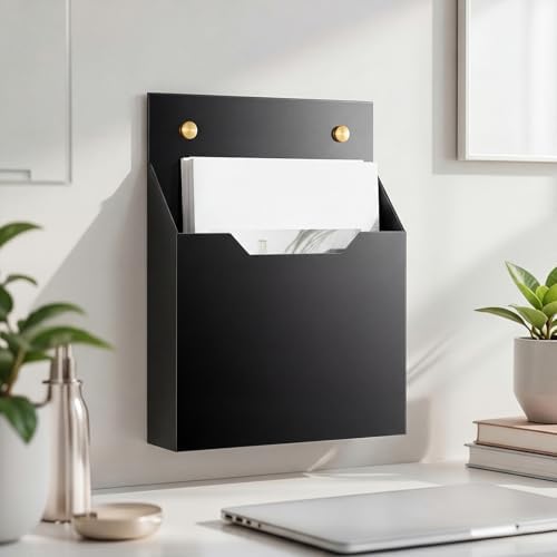 Feifeiya 2 Pcs Black Acrylic File Holder Wall Mount, 12.6"x9.5"x2.4" - Image 5