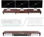 Nnewvante Dual Monitor Riser, 60 inch Bamboo Monitor Stand for Desk, Walnut - Image 3
