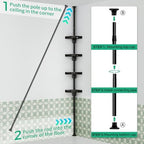 shuang qing 4-Tier Corner Shower Caddy Tension Pole Organizer, Black - Image 6