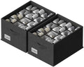 FHSQX 2 Pack Shoe Organizer for Closet,Fits up to 24 Pairs,Fabric Shoe Storage Bins,Large Shoe Box Storage Containers with Bottom Support for Shoes (Black, (16.5 * 12.6 * 9.5) x1) by FHSQX