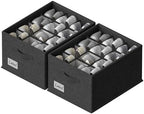 FHSQX 2 Pack Shoe Organizer for Closet,Fits up to 24 Pairs,Fabric Shoe Storage Bins,Large Shoe Box Storage Containers with Bottom Support for Shoes (Black, (16.5 * 12.6 * 9.5) x1) by FHSQX