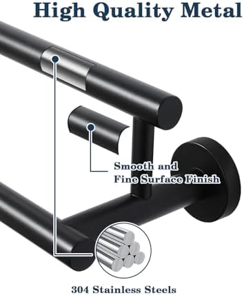 Alise Double Towel Bar Black,32 Inch Towel Racks for Bathroom Wall Mounted - Image 6