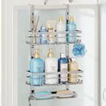 SWTYMIKI Over The Door Shower Caddy - 3 Tier Rustproof Hanging Shower Organizer with Adjustable Shelves, 28 Hooks & Soap Holder, Hanging Shower Rack Storage for Bathroom Accessories, Silver by SwtyMiki-TidyHomeSweetLife