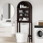 Spurgehom Over The Toilet Storage Cabinet with Glass Door (Coffee) - Image 6