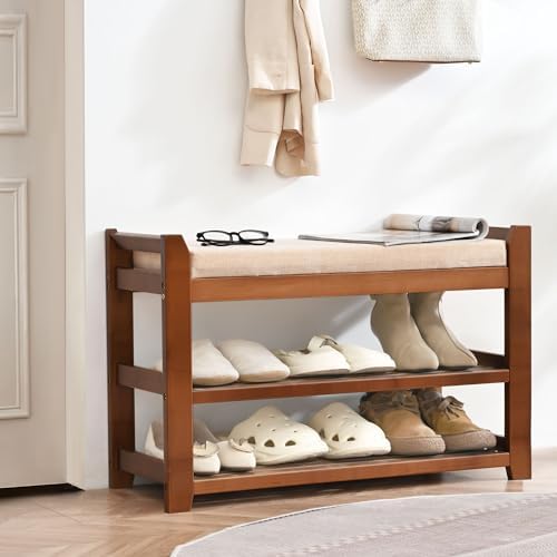 PETKABOO Shoe Rack Bench with Cushion, Shoe Rack for Front Door Entrance, Shoe Bench with Storage for Entryway Hallway Bedroom Living Room - Image 7