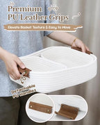 Sea Team Nesting Rectangular Woven Cotton Rope Storage Basket, 3‑Pack - Image 3