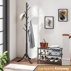 Coat Rack Freestanding, Coat Stands Entryway, Bamboo Coat Rack Hat Hanger 8 Hook for Jacket, Purse, Scarf Rack, Umbrella Tree Stand (Black) - Image 5