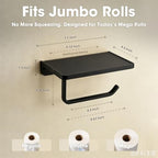 TRUSTMI Toilet Paper Holder with Shelf & Phone Stand, Matte Black - Image 7