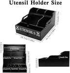 Kitchen Utensil Holder with Drawer, Farmhouse Spatula Organizer for Countertop,Large Capacity Flatware Spoon Forks Knives Cooking Tool Cutlery Holder for Party Picnic BBQ with 11 Compartments(Black) - Image 2