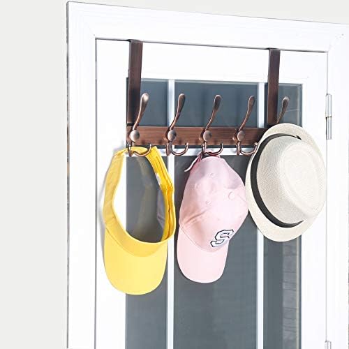 WEBI Over The Door Hook,Door Hanger Hook Rack with 5 Tri Hooks for Hanging,Over Door Towel Rack Door Coat Hanger Door Coat Rack for Bathroom,Behind Back of Door,Antique Copper,2 Packs - Image 3