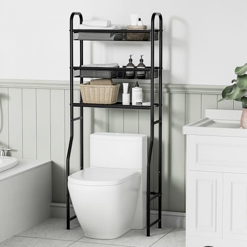3 Tier Over The Toilet Storage Shelf, Freestanding Over The Toilet Rack, Space Saver Metal Bathroom Organizers and Storage for Small Space, Above The Toilet Storage Shelf Stand Organizer - Image 2