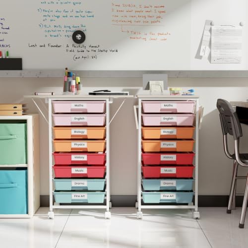 Giantex 8 Drawers Rolling Cart with Wheels, Folding Wood Top - Image 5