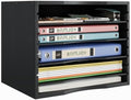 Bamjoy Wood 5 Tier Desktop Organizer, Paper Organizer Mail Sorter, File Holder Letter Document Storage with Adjustable Shelves for School Home Office, Black by Bamjoy