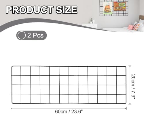 PATIKIL Wire Grid Panels Gridwall Panel 24" x 8" Black 2Pcs - Image 2
