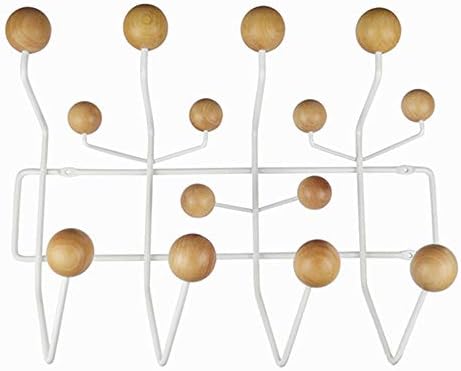 SHISEDECO Mid Century Modern Hang it All Coat Rack White Frame Natural Ball by SHISEDECO