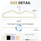 Velvet Short Neck Hangers - Heavy-Duty, Non-Slip Felt Surface, Space-Saving Design with Anti-Slip Grooves & Shoulder Shape, 360° Rotating Hooks, Durable for Coats, Shirt& Dresses - Image 2