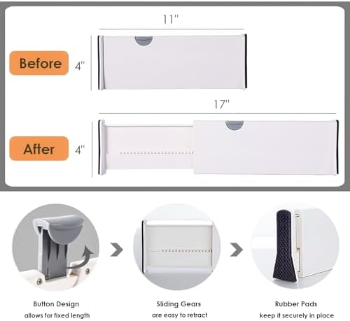 Kingrol 4 Pack 11-17 Inch Expandable Drawer Organizers Dividers with Nonslip Ends, Household Separators for Kitchen Utensils Dressers Clothes Craft Office Supplies - Image 3