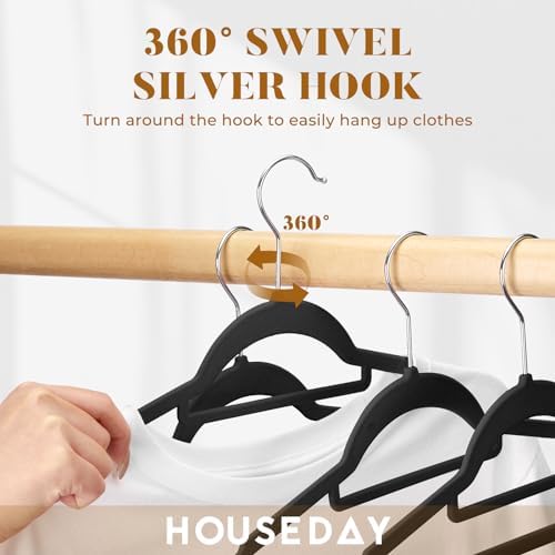 HOUSE DAY Premium Velvet Hangers 60 Pack, Non-Slip Hangers with Tie Bar - Image 4