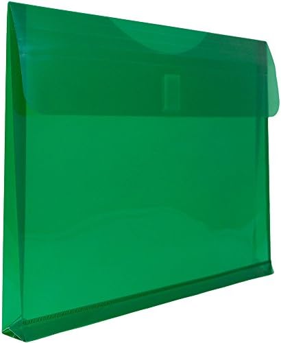 JAM PAPER Plastic Expansion Envelopes with Hook & Loop Closure - Letter Booklet - 9 3/4 x 13 with 1 Inch Expansion - Green - 12/Pack - Image 3