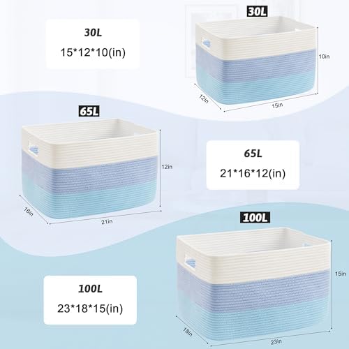 Artfeel Blanket Basket,Rectangle Woven Baskets for Storage,65L Laundry Basket for Decorative Nursery Blanket,Toys,Dirty Clothes and Magazine in Shelves,Baby Room,and Living Room - Image 5