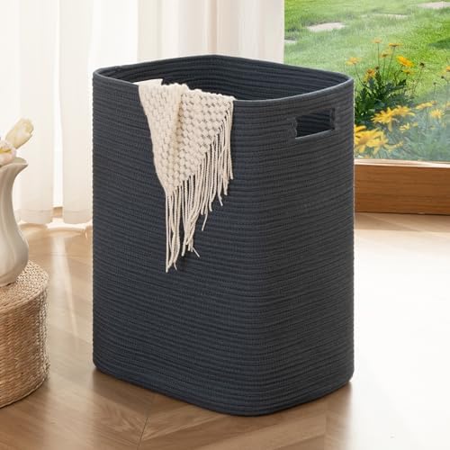OIAHOMY Laundry Hamper Laundry Basket Cotton Rope Storage Baskets Blue by MasterofSpaceOptimization