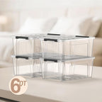 Clear 9-Pack Plastic Storage Bins with Lids, 6 Quart Stackable Containers Organization with Latch Buckle - Image 2