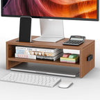 BONTEC Wooden Monitor Stand Riser for Desk, 2-Tier Computer Monitor Stand by BONTEC