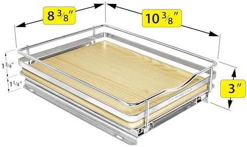 LYNK PROFESSIONAL® Élite™ Pull Out Spice Organization for Cabinets - 8-3/8 inch Wide – Spice Rack for Inside Cabinets – Wood/Chrome - Sliding Spice Rack Organizer for cabinet – Spice Rack - 1 Tier - Image 5