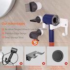 Hair Dryer Holder, Hair Dryer Holder Wall Mounted Self Adhesive Hairdryer Holder forDyson Aluminum Blow Dryer Holder Wall Mounted Black Hairdryer Hanger for Bathroom White CHOCHOYAH - Image 5
