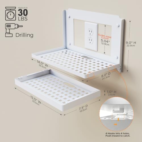 VICSKY 14-inch Router and Modem Shelf with Cable Management Box Wall Mount - Image 2