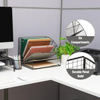 Mind Reader 6 Tier Fan Shaped Desktop File Organizer, Large Capacity Wire Document Holder for Office or Home, Black - Image 4