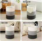 Laundry Basket Hamper Tall Rope Storage Woven for Blanket toys Dirty Clothes in Living Room Bathroom Bedroom (Gradient Grey, 60L/15.8Gal) - Image 5