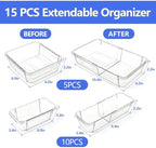 15 Pack Adjustable Drawer Organizers-Expandable Storage Bins with Non-Slip Design, Modular Drawer Dividers for Makeup, Bathroom Vanity, Cosmetics, Jewelry, Toiletries, Office Supplies and Kitchen - Image 4
