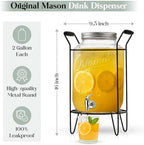 2 PACK-2 GALLON Drink Dispensers for Parties, Drink Dispensers for Parties, Original Mason Beverage Dispensers with Stand, Glass Water Jug Dispenser, 100% Leakproof Spigot - Image 4