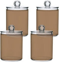 4 Pack Qtip Holder Dispenser with Lids,Light Tan Storage Containers,Bathroom Canisters Organizer for Cotton Ball,Cotton Swab,Cotton Round Pads,Floss 21214715 by Unknown