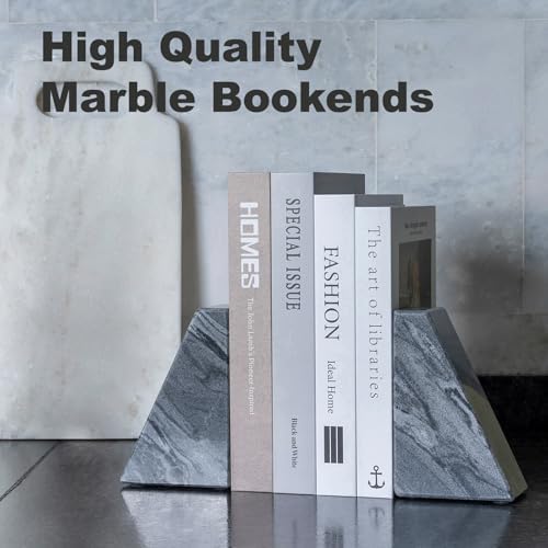 Karibiber Marble Bookends for Heavy Books, Decorative Book Ends for Shelves, Unique and Heavy-Duty Book Ends for Hardback Book & CDS, Stone Book Stopper, Modern Book Holder, Monte Grigi, Set of 2 - Image 6