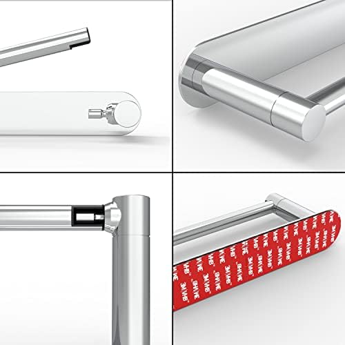 Adhesive Toilet Paper Holder Chrome Bathroom Double Post Pivoting Toilet Tissue Holder Polished Roll Holder Stick On No Drilling Stainless Steel and Zinc Alloy - Image 5