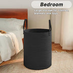 JMvicyroam 80L Cotton Rope Laundry Basket Hamper, Black - Image 4