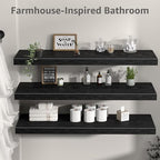 QEEIG 12" Deep Floating Shelves for Wall (Black, Set of 3, 35.4" x 12") - Image 6