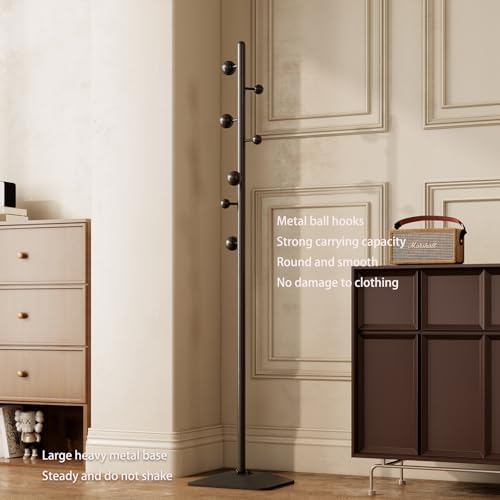 coat rack freestanding,coat rack stand with 7 Hooks and Metal Base for Bags, Hats.Coat Tree Coat Hanger Stand for Home Office Hall Entryway - Image 6