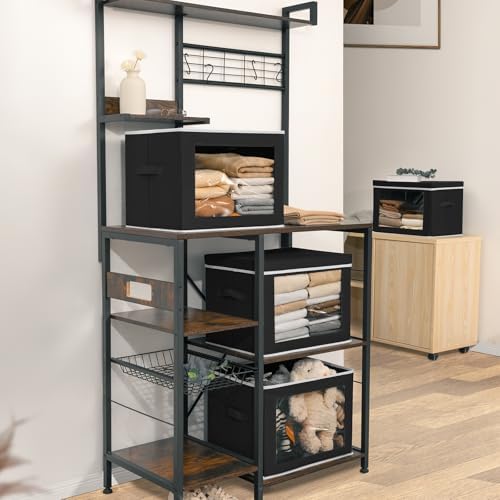 Homsorout Storage Bins with Lids, 4 Pack Large Storage Cubes with Window, Closet Bins with Lids & Handles, Fabric Box for Organizing Clothes, Towels, Books, Black - Image 6