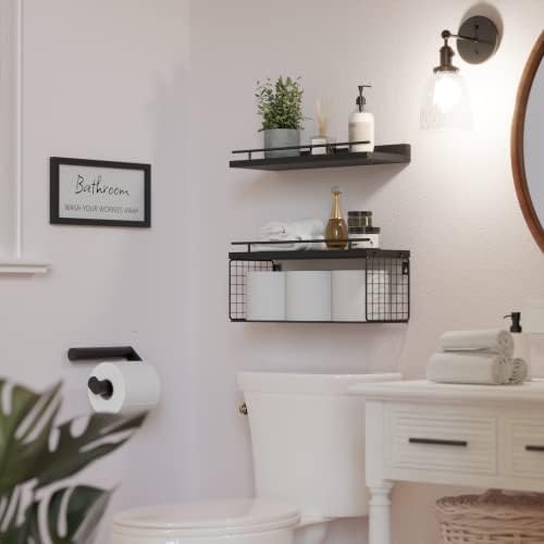 WOPITUES Floating Shelves for Bathroom Decor Art, Modern Black - Image 6