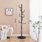 ZOZOE Metal Modern Coat Racks, Cactus Coat Rack Freestanding with Natural Marble Base, Black Coat Rack Stand with 8 Hooks, Coat Tree Hanger Stand for Bags, Hats, Entryway, Office - Image 4