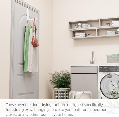 BAKON Over The Door Hanger Folding Clothes Drying Rack, Folding Hanging Coat Rack for Indoor Laundry Room Compact Small Space Foldable Portable Clothing Hanger Hook Collapsible- 4 Pack(White) - Image 4