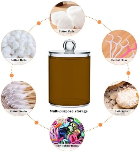 4 Pack Qtip Holder Dispenser with Lids,Brown Storage Containers,Bathroom Canisters Organizer for Cotton Ball,Cotton Swab,Cotton Round Pads,Floss 21214712 - Image 3