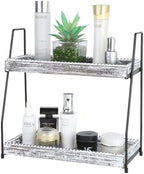 Gurfuy Bathroom Vanity Organizer 2-Tier Wood Countertop Storage Counter Shelf for Makeup Skincare Perfume Jewelry Tray Spice Rack White by Gurfuy