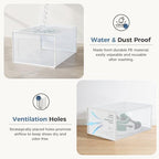 OLIXIS Shoe Storage Boxes, 15-Pack Clear Stackable Shoe Organizers with Lids, Sneaker Display and Storage Containers for Closet, Under Bed, Entryway, White - Image 3