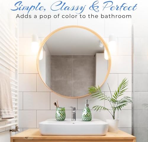 ELEGANTZ Bathroom Accessory Set – Mosaic Bathroom Accessories Set with Glass Soap Dispenser and Toothbrush Holder – Decorative Bathroom Accessories Countertop for Modern Bathroom Decor - Image 5
