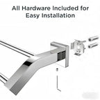 FORIOUS Double Towel Bar 24 Inch, Bathroom Towel Rack Square Chrome - Image 6
